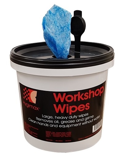 HYGIMAX Heavy Duty Workshop Wipes 100 SHT TUB 28x28cms